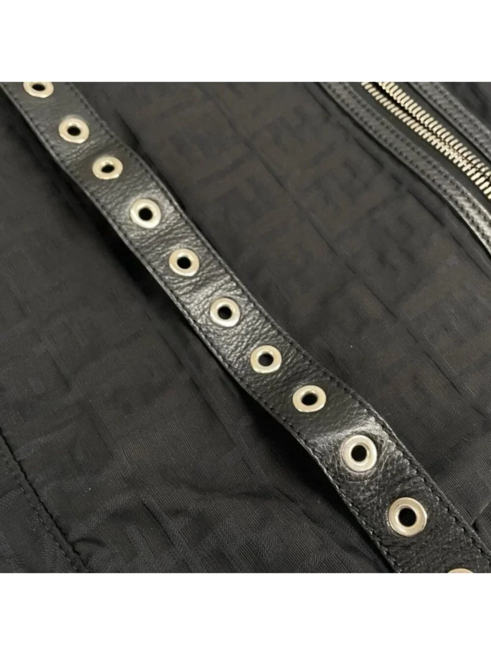 Fendi Shoulder Bag Nylon Black Silver